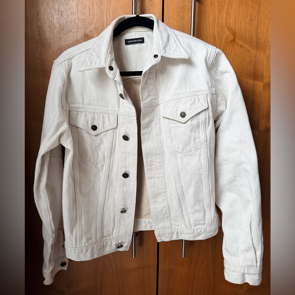 Calvin Klein Cream / White Demin Jacket - Women's Small